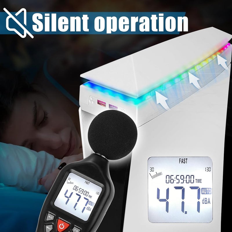 Raryars Console Cooling Fan with Dust Cover Colorful LED Light for PS5 Console Disc Edition & Digital Edition Silent Absorb Fan Cooler with 2 USB Port PlayStation 5 Cooling System - Image 4
